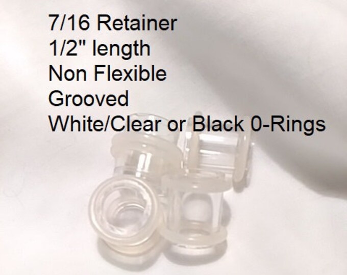7/16" Extra Large Ear Tunnel Retainers Clear Easily Add Weight or Jewelry with Two O-Rings Acrylic NonFlexible bodyjewelryretainerstore.com