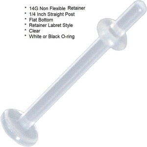 16G 14G Clear Acrylic Labret Retainer: Flat Base Body Jewelry