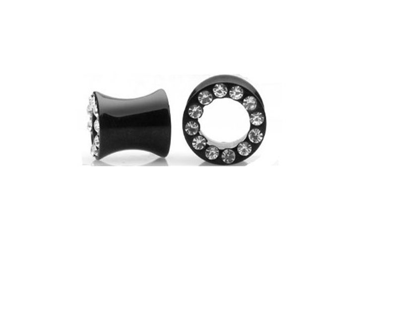 7/16 Inch Ear Tunnels with Crystals Around the Rim Ear Gauges Etsy