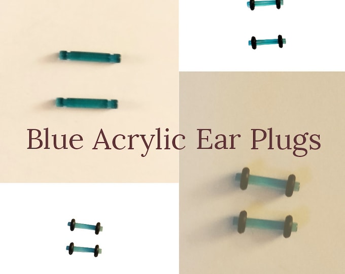 Pierced Ear Acrylic Blue Plugs Ear Lobe Stretchers for Gauging with Black O-Rings & Grooves Sold Individually bodyjewelryretainerstore.com