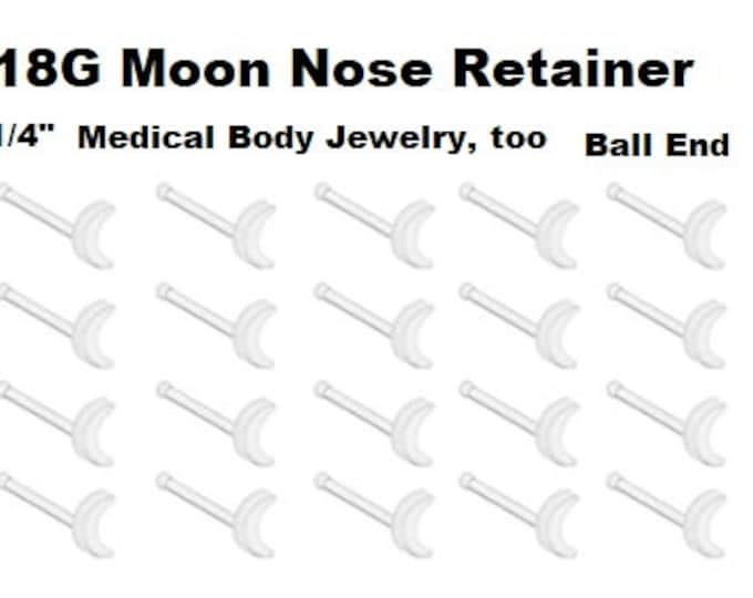 20G & 18G Nose Medical Jewelry Acrylic Flexible and Non-Flexible 1/4", 3/8", 5/16" Sold Individually bodyjewelryretainerstore.com
