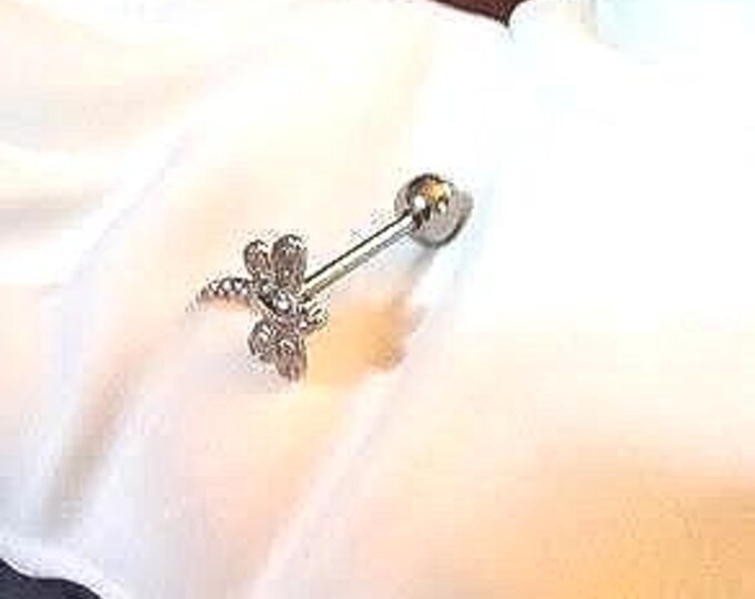 14G Tongue Rings Ornate Logo Tongue Rings or Ear Jewelry Body Jewelry