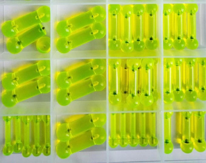 8G to 7/16" UV Reactive Green Tongue Barbell Ear Weights Fresh Large Piercing Ear Healing