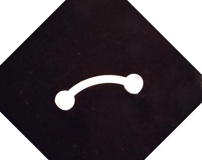 Brow Retainer 16G 14G Clear Bent Curved Bar with Ball Ends for Nipple Ear Nose Lip Personal Piercings bodyjewelryretainerstore.com