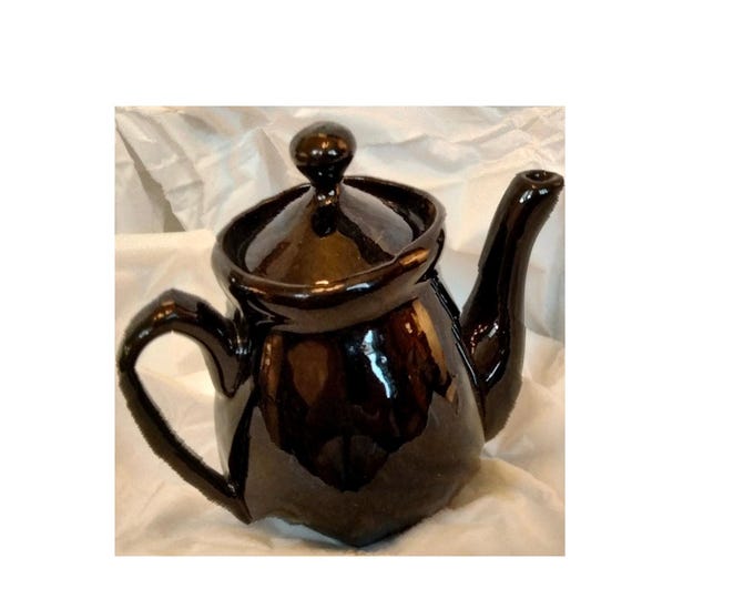 Vintage 1-Cup Teapot with Lid Ceramic Pottery Glazed Deep Redish Brown Like New