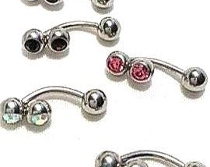 16G Eyebrow 16G Feminine Personal Piercings w Diamond-Like Stones in Clear Black Blue, or Pink bodyjewelryretainerstore.com