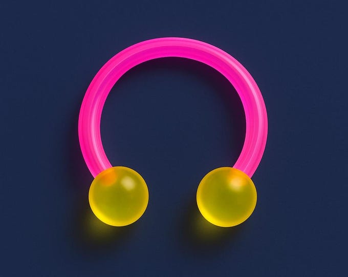 12G UV Horseshoe Retainer – Soft, Flexible Acrylic Jewelry for Various Piercings.  Clear & Solid Colors Available.