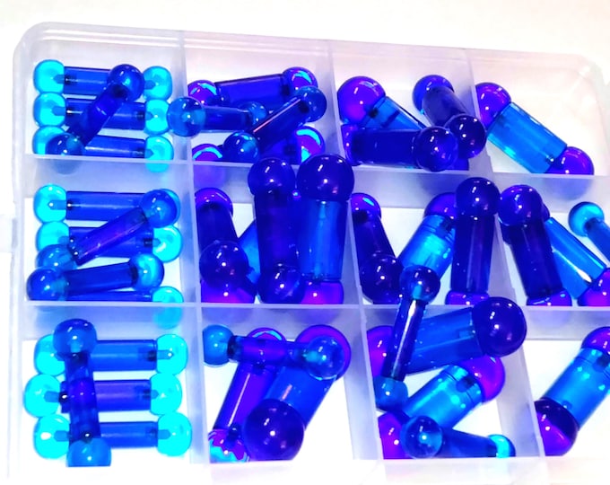 6G Tongue UV Blue Dark Blue Barbell.  Larger Gauges, too.
