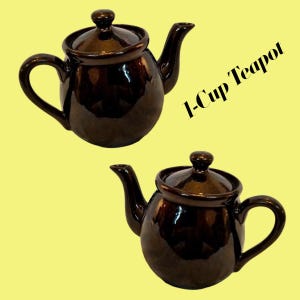 Vintage Teapot 1-Cup with Lid Ceramic Pottery Glazed Deep Redish Brown Like New