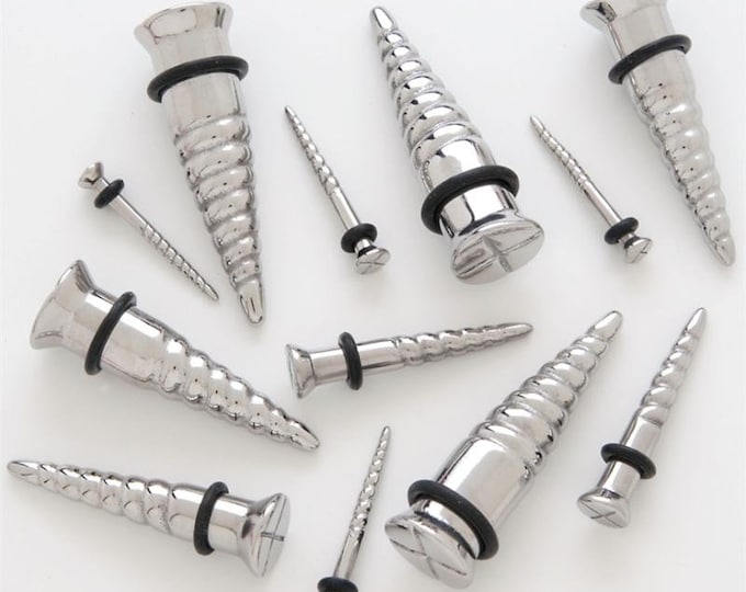 Pierced Ear Gauges Tapers Body Jewelry Phillips Head Nail Gauges 316L High Polished Small to Large Gauges bodyjewelryretainerstore.com