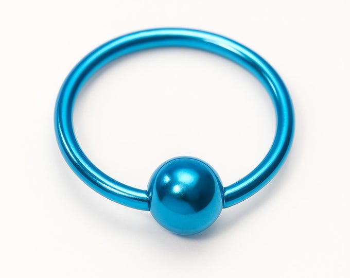 18G 5/16" and 3/8" Blue Captive Bead Rings for Ears, Nose, Septum, Nipples, Cartilage, Tragus, Lip, Personal Piercings, and More