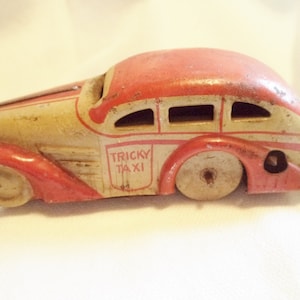 Rare! MARX Red Tricky TAX Toy Automobile -- This is an Antique Marx Toy Tricky Taxi Car LM0771 So Nostalgic