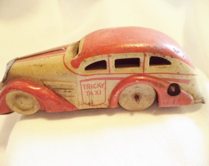 Rare! MARX Red Tricky TAX Toy Automobile -- This is an Antique Marx Toy Tricky Taxi Car LM0771 So Nostalgic