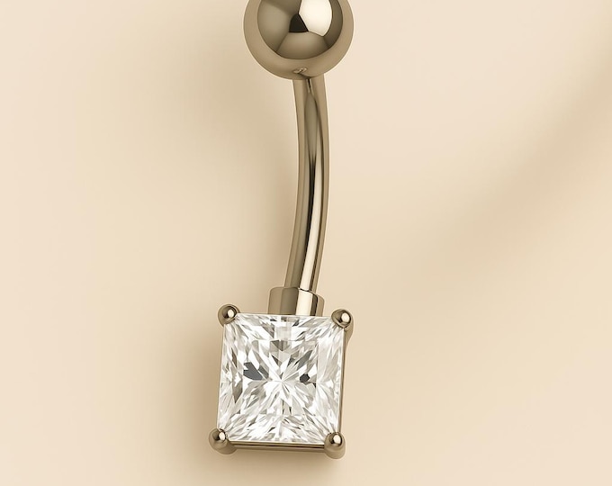 14G Dazzling Aurora Borealis Diamond-Like Belly Ring – Elegant & Radiant!