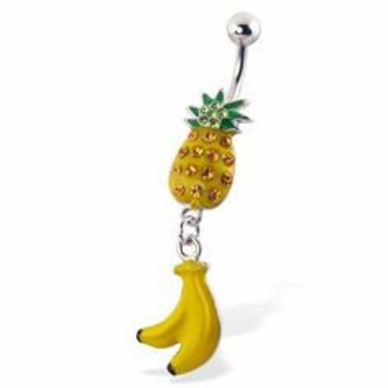 Navel Body Jewelry Pineapply Rhinestone Gem Dangle