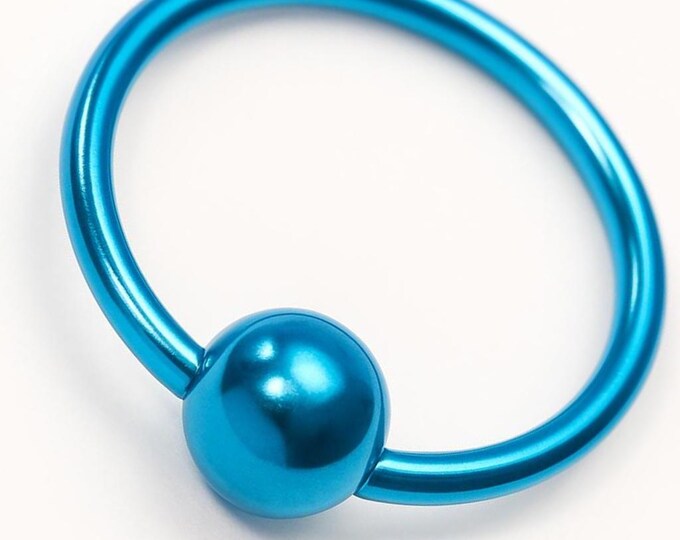 20G Blue Captive Bead Ring for Ears, Nose, Septum, Nipples, Cartilage, Tragus, Lip, Personal Piercings bodyjewelryretainerstore.com