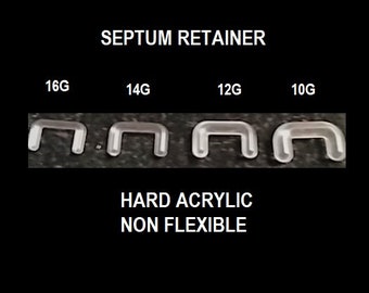 Retainer Septum Staple Medical Jewelry Clear Acrylic Septum Retainer (Metal-Free)  Medical Body Jewelry Work Retainer SOLD INDIVIDUALLY