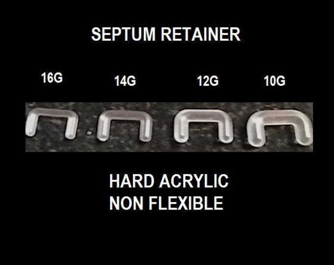 6G 14G 12G 10G Septum Staple Medical Jewelry Clear Acrylic (Metal-Free) Workplace Retainer SOLD INDIVIDUALLY bodyjewelryretainerstore.com