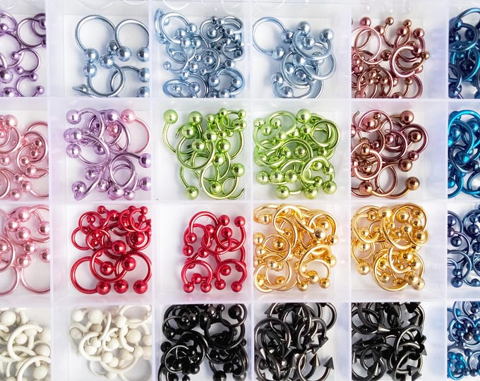 Horseshoe Body Jewelry 18G 16G 14G Colored U Barbells Titanium Coated over Sterling Brow Lobe Cartilage Rook Daith Conch