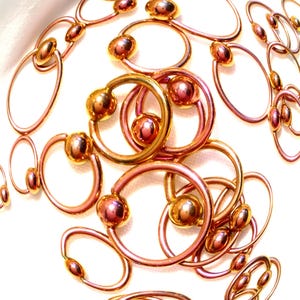 18G Bronze Tone Captive Bead Ring: 316L Surgical Steel Piercing Jewelry