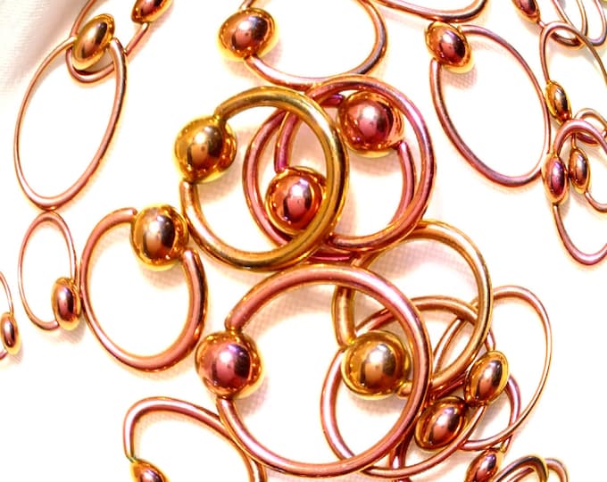 18G Pierced Captive Bead Ring Bronze Copper Tone Small to Very Small Captive Beads with Very Small Beads bodyjewelryretainerstore.com