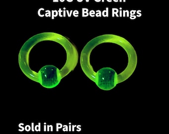Green Captive Bead Ring 10G, 12G