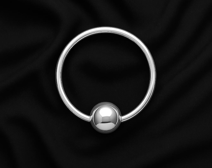 18G Pierced Captive Bead Ring 3/8" 3mm Bead Ball 316L for Pierced Lobes Nipples Cartilage Septum bodyjewelryretainerstore.com