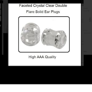 Pierced Ear Body Jewelry Plug Gauge Double Flared Clear Faceted Crystal Glass Sold Individually
