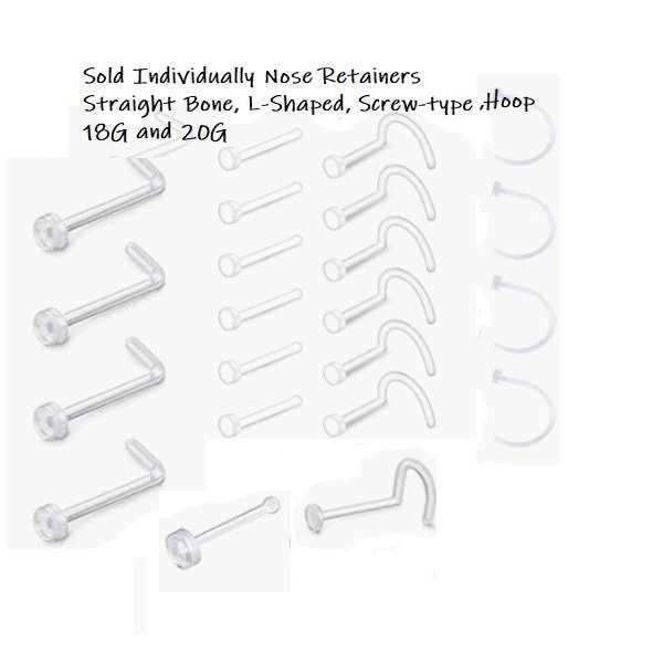 20G & 18G Nose Medical Jewelry Acrylic Flexible and Non Flexible 1/4", 3/8", 5/16" Sold Individually