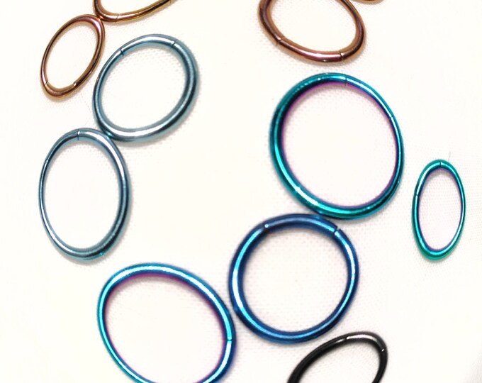 Segment Rings Body Jewelry 16 Gauge Gold Tone, Light Blue, Blue, Rainbow, Black 1/4 inch, 1/2 inch