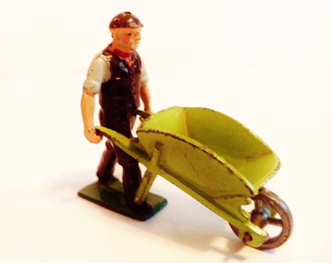 Antique Train Collectible Die Cast Model, Vtg Railroad Worker J Hill & Co. Wheelbarrow Figurine RR Memorabilia bodyjewelryretainerstore.com