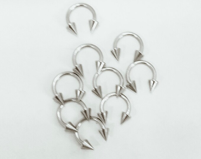 16G 1/4" Inside Diameter Horseshoe with Spikes or Balls.  Ideal for Personal Piercings Eyebrow Rook Daith Conch Septum Cartilage.
