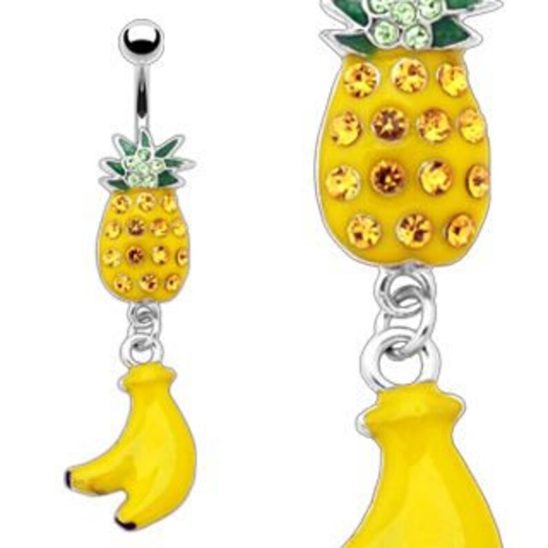 Navel Body Jewelry Pineapply Rhinestone Gem Dangle