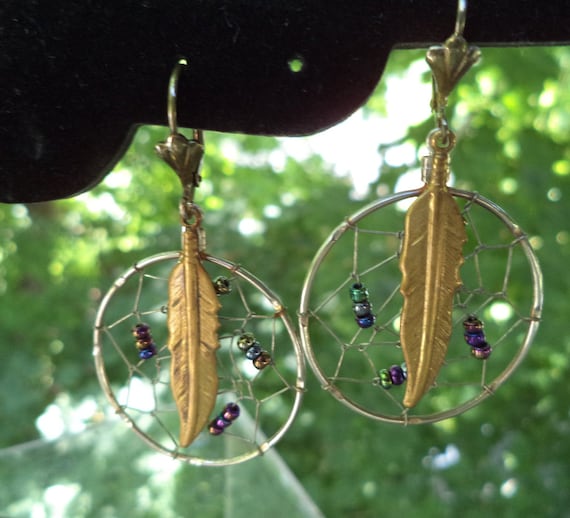 Dream Catcher Earrings with Feather