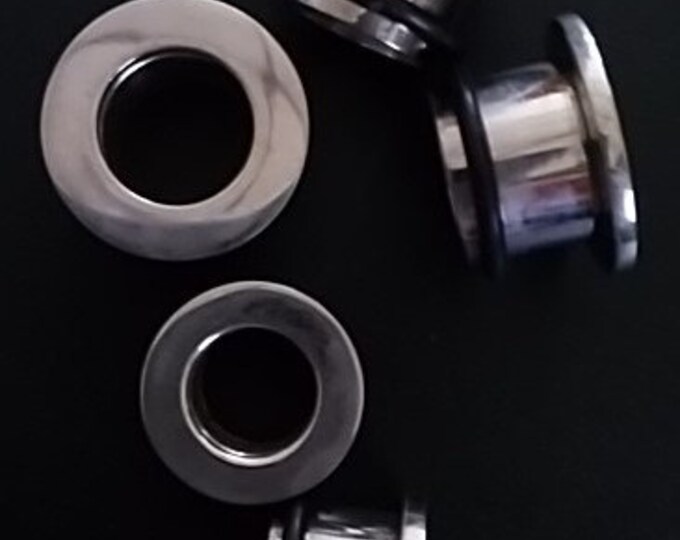 Large Pierced Ear Tunnels Large Gauges Top Hat Design Highly Polished 316L Surgical Steel Tunnel Post bodyjewelryretainerstore.com