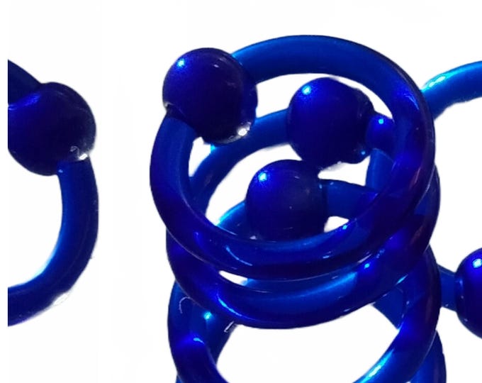 10G UV Dark Blue Captive Bead Ring Ears Nipples Brow Nose Sold Individually