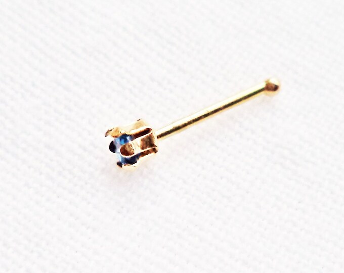 20G 14K Nose Stud Body Jewelry by Tears of the Moon Prong Set Rhinestone in Various Colors bodyjewelryretainerstore.com
