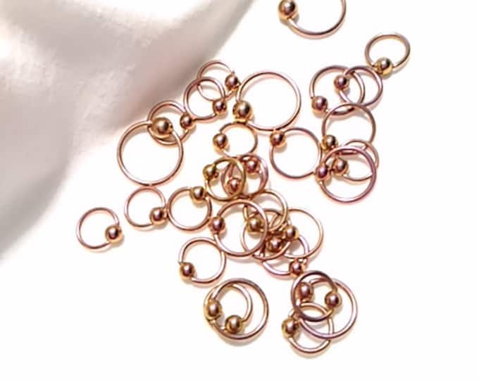 18G Pierced Captive Bead Ring Bronze Copper Tone Small to Very Small Captive Beads with Very Small Beads bodyjewelryretainerstore.com