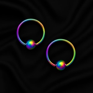 18G Pierced Rainbow CBR 17G 19G, 3/8&quot; 5/16&quot; Diameters Very Small Rainbow-Blue Gold Puple Pink bodyjewelryretainerstore.com