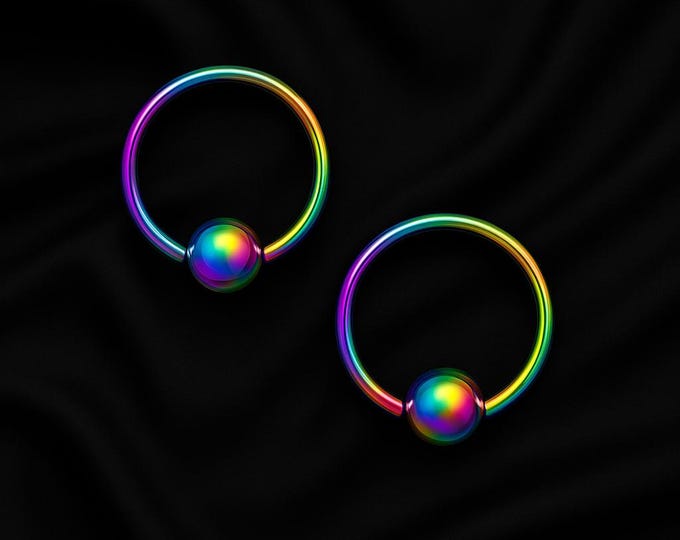 18G Pierced Rainbow CBR 17G 19G, 3/8" 5/16" Diameters Very Small Rainbow-Blue Gold Puple Pink bodyjewelryretainerstore.com