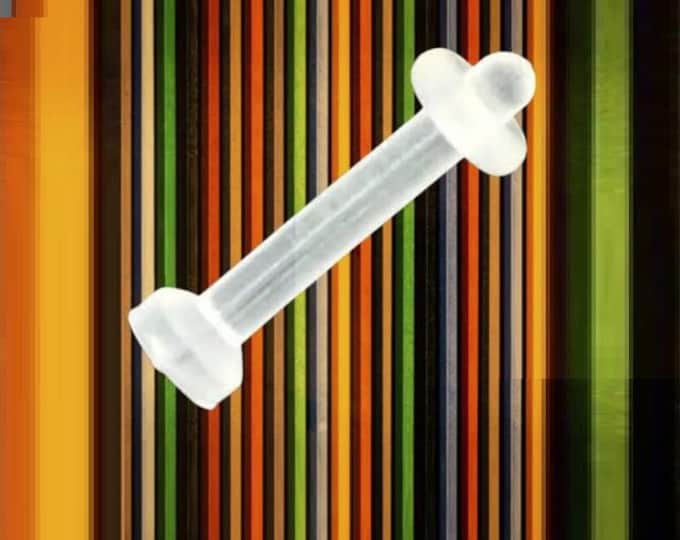 Tongue Retainer Straight 14G Flexible Medical Jewelry Almost 1/2" Base-to-Tip Straight Post w O-Ring