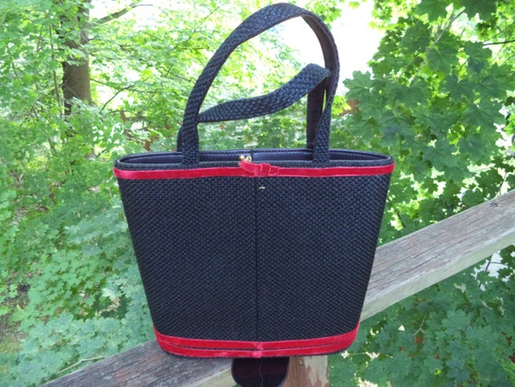 Christmas Vintage Bag Tote Bag Wool Linen Blend C… - image 4