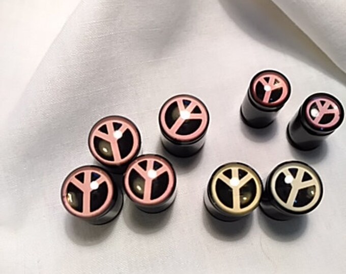 Peace Sign Pierced Acrylic Ear Plugs Up to 00G Available in Classic Black Vibrant Pink & Crisp White bodyjewelryretainerstore.com