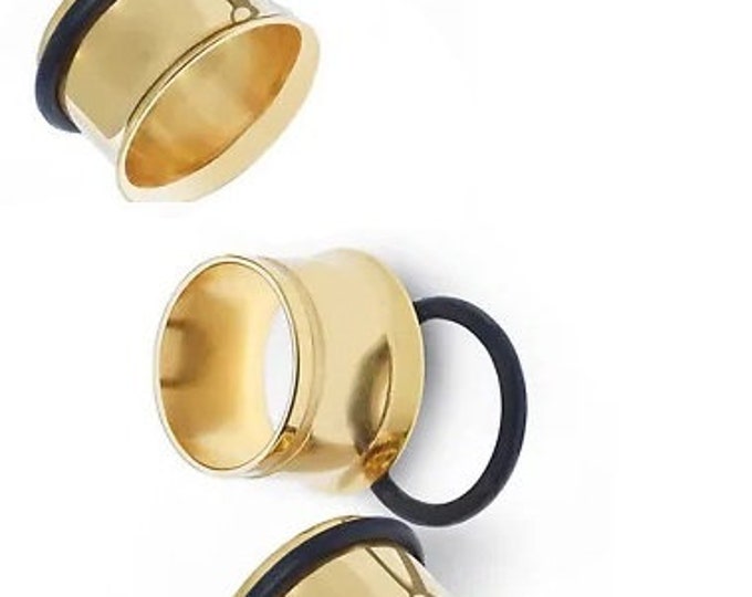 Piercing Ear Flesh Tunnels Large Gold Titanium Coated Single Flare 316L Highly Polished jewelry for piercings bodyjewelryretainerstore.com