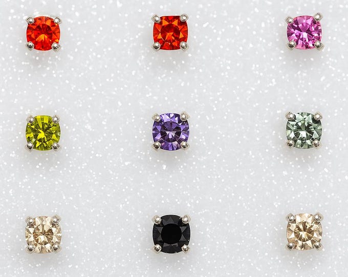 Petite 20G Nose Stud | 2mm Swarovski Crystal | 925 Sterling Silver | Bendable Post | Lavendar, Cherry-Red, Green, Pink