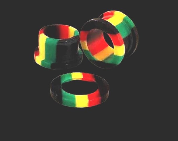Rasta Jamaican Stripe Acrylic Screw Tunnels – Lightweight & High Quality 1/2" Outside Diameter Colorful