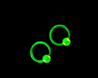 Green Captive Bead Ring 10G, 12G