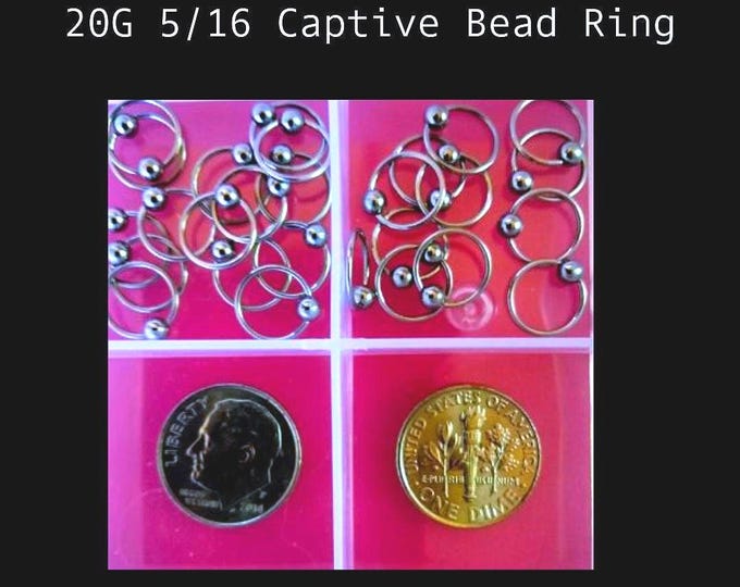 20G Pierced Captive Bead Ring 5/16" Very Small Captive Beads 316L Steel Very Nice for Personal Piercings bodyjewelryretainerstore.com