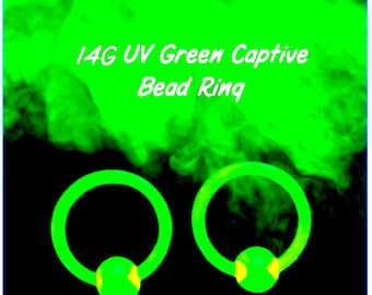 Green Acrylic Captive Bead Ring 14G