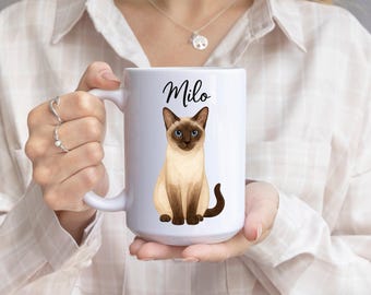 Personalisierte Siamkatze Tasse, individuelle Haustier Kaffeetasse